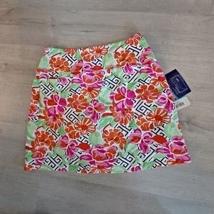 IBKUL HERA CORAL PRINT GOLF TENNIS STRAIGHT SKORT